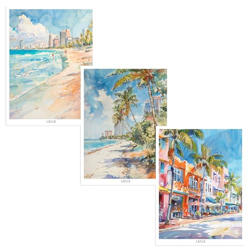 Affiches De Décoration De La Plage de Miami, impressions d'art sur papier mat premium