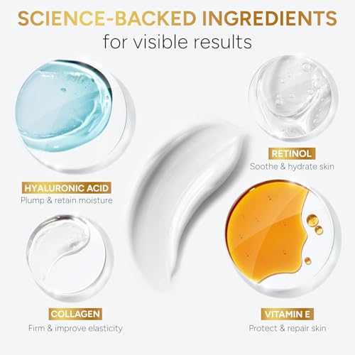 Retinol Cream for Face with Collagen and Hyaluronic Acid - Anti Aging Wrinkle Cream for Women and Men - Day and Night Facial Moisturizer for Tightening and Skin Firming - Crema Hidratante Para la Cara - Image 4