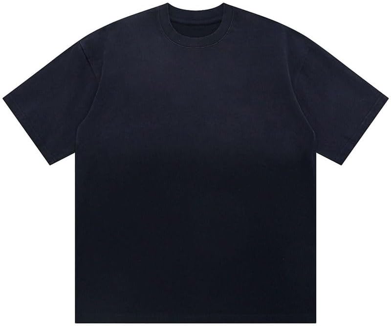 American Retro Cotton Short Sleeves Fashion Breathable Round Neck T-Shirt Outdoor Sports Night Running Vest(Blue,X-Large)