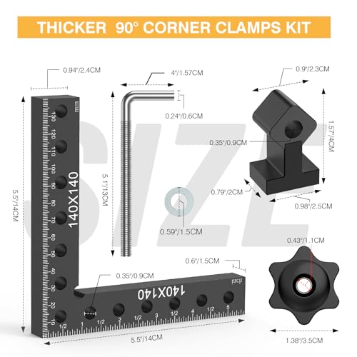 Housolution 90 Degree Positioning Squares Right Angle Clamps 5.5 x 5.5"(14 x 14cm) Aluminum Alloy Corner Clamps for Woodworking Tools, Wood Clamps for Picture Frame Box Cabinets Drawers (2pack), Black 8 Housolution 90 Degree Positioning Squares Right Angle Clamps 5.5 x 5.5"(14 x 14cm) Aluminum Alloy Corner Clamps for Woodworking Tools, Wood Clamps for Picture Frame Box Cabinets Drawers (2pack), Black - Image 8