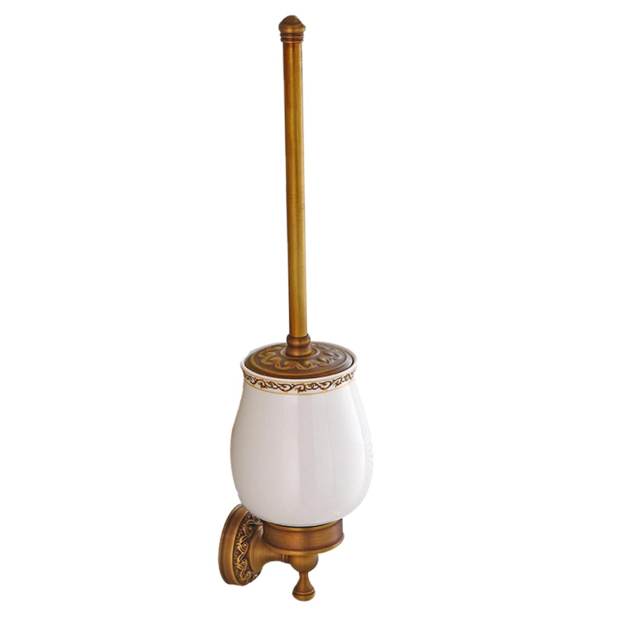 Ciieeo Set di Spazzole da Bagno Vintage in Rame Antico, Pennello Compatto Supporto da Parete, Manico Lungo Resistente per Pulizia, per Casa, Hotel e Uffici