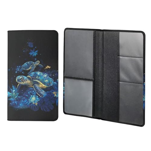 Biyejit Turtles Flower Car Registration and Insurance Card Holder - Leather Vehicle Glove Box Organizers Automobile Documents Paperwork Wallet Case Organizer for ID, Driver's License