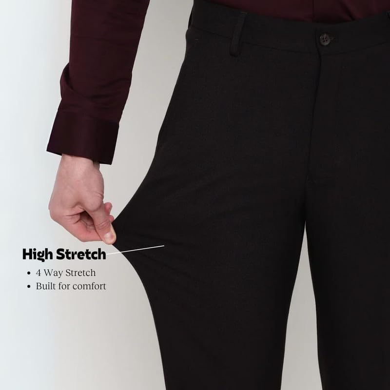 Image of SUBTRACT Slim-Fit Stretchable Lycra Formal Pants for Men with Flexible Waistband | Stylish Men's Wear Trousers for Office or Party |Dress Trouser Pant