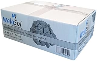 WelaSol Aufguss Saunasteine geprüfte und vorgewaschene Premium Olivin-Diabas Steine für Sauna Ofen ca. 19-20 kg