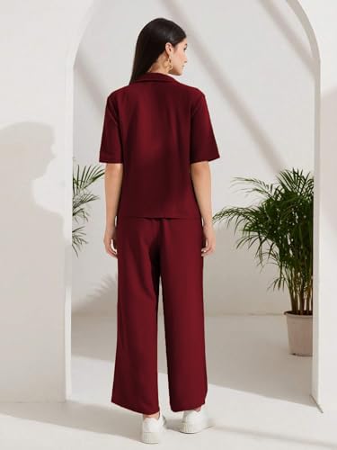 Image of TOPLOT Women's Co-ord Set | Short Sleeve Top & Bottom | Stylish Matching Set | Comfortable Fit Wear | Trendy Look Styling | Easy Movement | Perfect for Casual (5232)