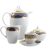  Cristal de Bohemia Juego de café, Porcelana, Azul Cobalto, Indefinido