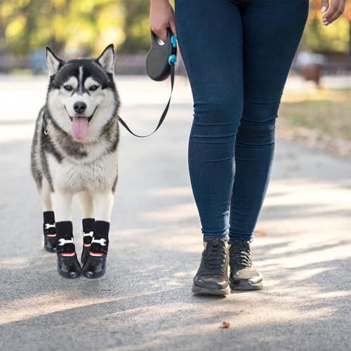 4 Pcs Hundeschuhe Hundesocken Hundeschuhe Pfotenschutz Outdoor Hundesocken Anti Rutsch Hundeschuhe Wasserdicht Hundesocken Leckschutz Hunde Schuhe Outdoor Schuhe FüR Hunde Hundesocken Wasserdicht
