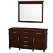 Wyndham Collection Berkeley 60" Single Bathroom Vanity in Dark Chestnut, No Countertop, No Sink & 44" Mirror