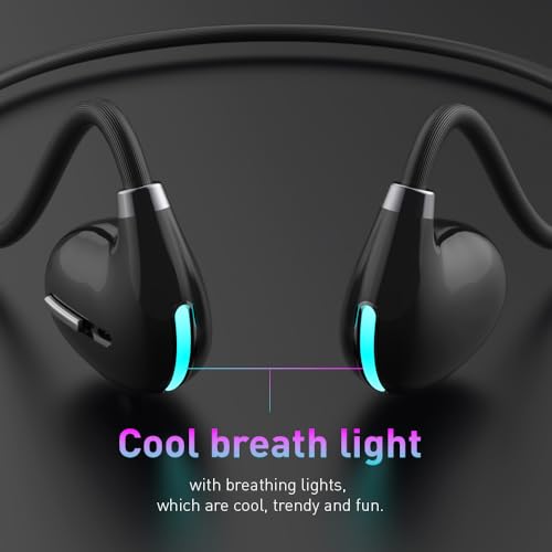 Image of Open Ear Air Conduction Wireless Bluetooth Headphones Lightweight Pain-Free Design with Active Noise Cancellation IPX4 Waterproof Clear Calls for Sports Work and Outdoor Activities-Black