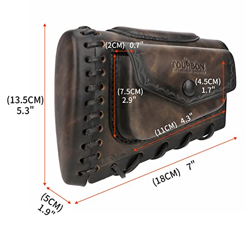 TOURBON Handmade Leather Rifle Shotgun Cheek Rest Recoil Pad with Ammo Holder Pouch Right Handed - Image 4
