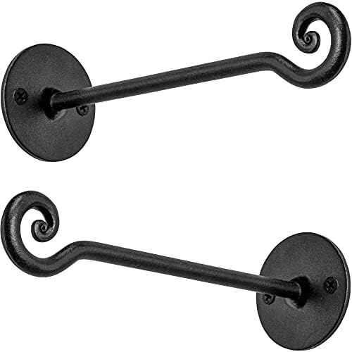 RTZEN Plant Hanger Swirl Hook - Hand Forged Heavy Duty Wrought Iron Wall Decor - Indoor or Outdoor Swirly Hanging Plant Bracket for Bird Feeders Lanterns Baskets and Wind Chimes - 2 Pack