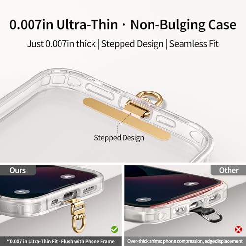 Image of saxsion Phone Tether Tab & Lanyard Tab, 360 Swivel Clip - Ultra Thin Stainless Steel Universal Patch for All Phone Cases