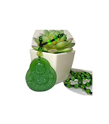 Laughing Buddha Green Jade Stabilized Turquoise Pendant 30