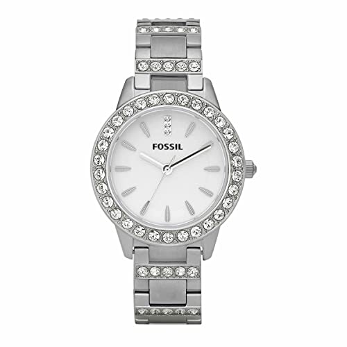 Fossil Reloj para mujer Jesse, movimiento de cuarzo, caja de acero inoxidable plateado de 34 mm con...