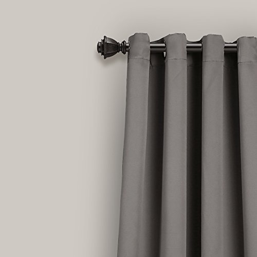Lush Decor, Dark Gray Curtains-Grommet Panel with with Insulated Blackout Lining, Room Darkening Window Set (Pair), 120" L - Image 2