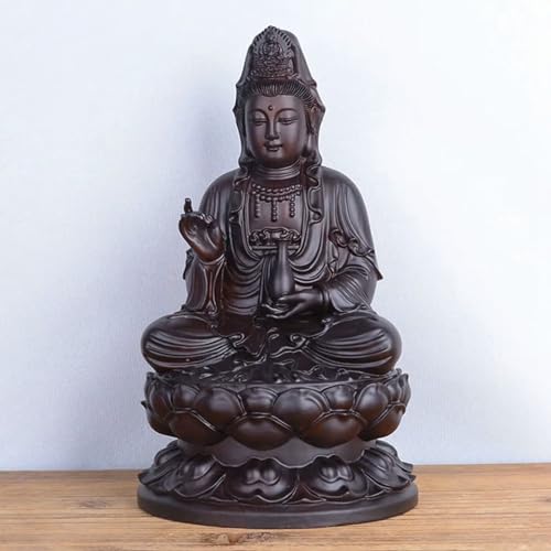 Estatua de Buda Quan Yin tallada en madera miniatura 5