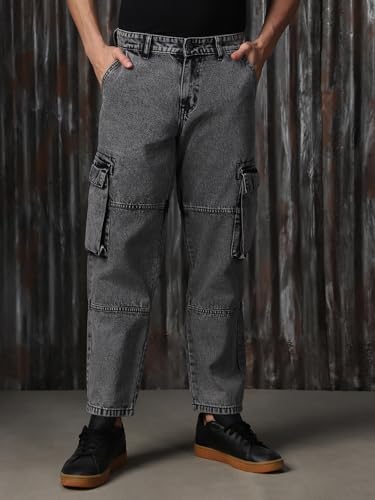 Image of High Star Men Cotton Washed Straight Fit Mid-Rise Regular Jeans