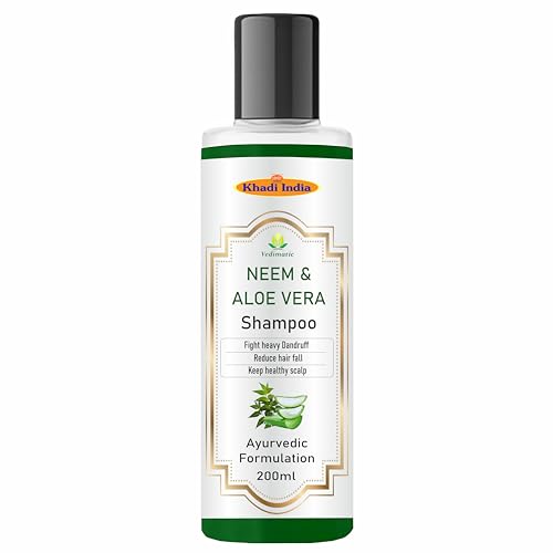 Image of Khadi Vedimatic Natural Neem And Aloevera Herbal Hair Cleanser /Shampoo| Gets hair rid of Dandruff| Cools the scalp|SLS And Paraben Free (Pack of 1, Neem Aloevera)