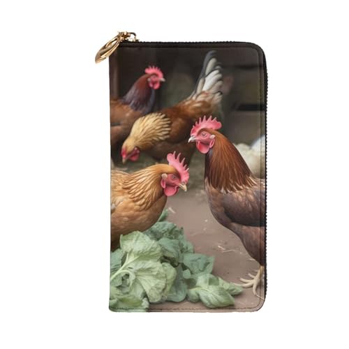 Farm Chickens Wallet for Men Women Long Purse Leather Clutch Large Business Handbag Travel Phone Holder Credit Card Holder Money Case with Zipper Leather Wallets Gift2