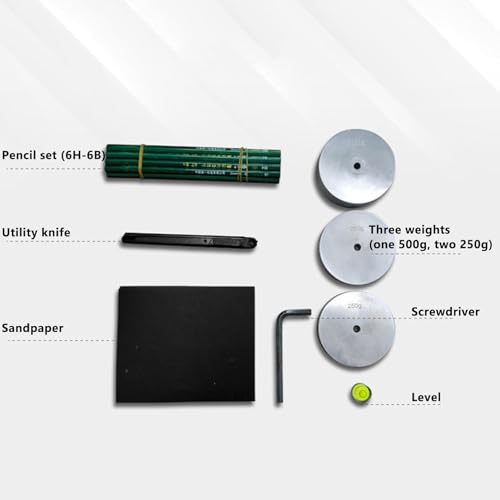 Bleistift Härteprüfer mit 3 Gewichten (500g/250g/250g) & 13 Bleistiften, 45-Grad-Testplattform für Abrieb- und Kratzfestigkeit, Präzisionstest