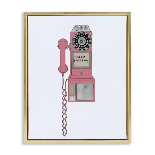 Vintage Pay Phone Chic Queen Calling, 16 x 20 Inch Canvas in Floater Frame