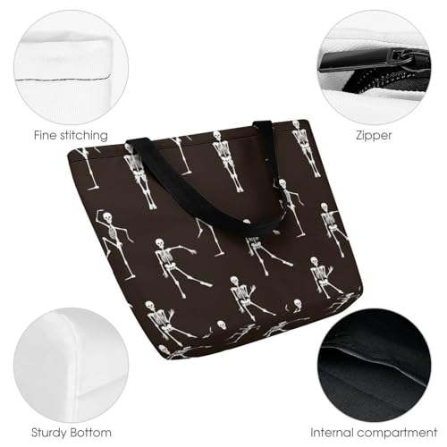 Sac à main squelettes gothique grand format avec base large de 18cm - 5