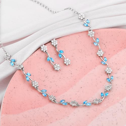 Image of GIVA 925 Silver Bluey Floral Set| Gifts for Women and Girls | With Certificate of Authenticity and 925 Stamp | 6 Months Warranty*