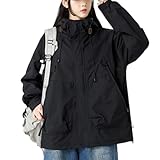 [Ｋａｙｉｙａｓｕ] ウインドブレーカー レディース マウンテンパーカー ブルゾン 撥水 防風 ゆったり ジャケット 大きいサイズ 春 秋 アウトドア アウター 軽量 男女兼用(XL ブラック)