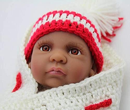 MWKL Rebirth Baby Doll Simulation 11 Zoll/28 cm Schwarze Haut Vollsilikon Kinderspielzeug Geschenk,Reborn Puppen – Bild 6
