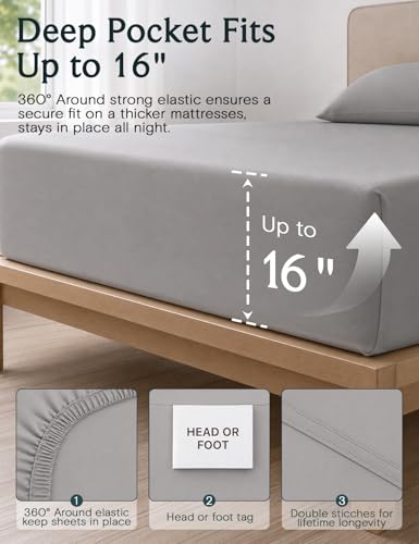 Image of LuxClub 4 PC Full Sheet Set, Breathable Luxury Bed Sheets, Deep Pockets 18 inch Wrinkle Free Cooling Bed Sheets Machine Washable Hotel Bedding Silky Soft - Light Taupe Full