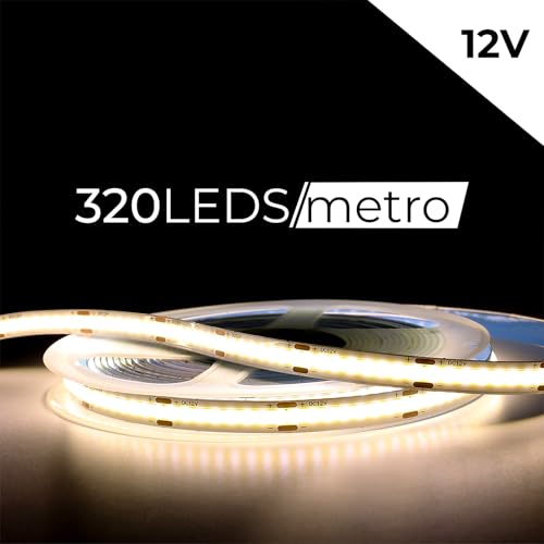 Fita Cob Super Led 5 M 320led/m 12v Ip20 Alto Brilho + Fonte (Branco Neutro)
