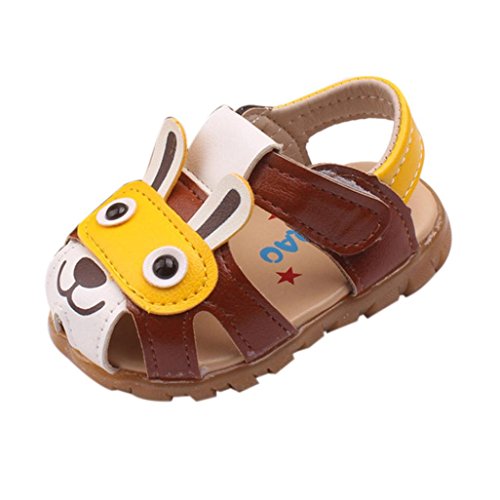 IMJONO Chaussures Garçon, Bambin Bébé Enfant Garçons Été avec Clignotant Sandales de lumières Chaussures de Dessin animé (12-18 Mois, Café)