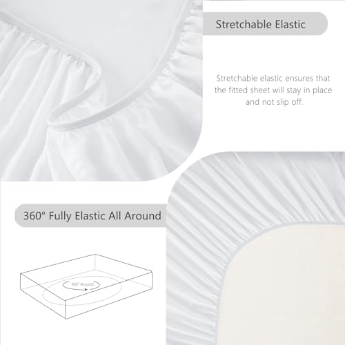 CozyLux Extra Deep Pocket Queen Sheet Set - 6 Piece Microfiber Queen Size Sheets, Fits Mattress up to 21", Oeko-TEX Certified, Breathable Bedroom Decor Bedding, Easy & Secure Fit, White by CozyLux - Image 7