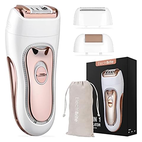 ElectriBrite Wireless Epilator for Long-Lasting Hair Removal, Epilating & Shaving, Women's Epilator with LED Light for Armpits and Bikini Zone, Foot Care, USB Charging Cover