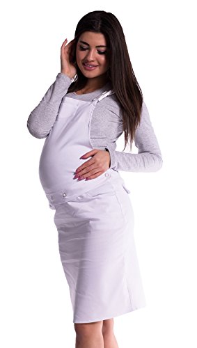 Mija 4044 - Falda de premamá con banda para el vientre/vaquero deportivo, Blanco, M