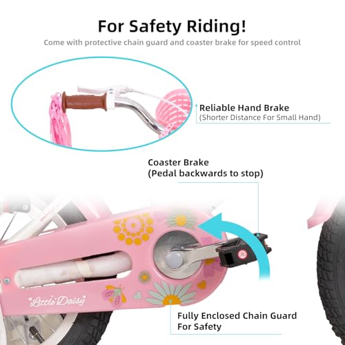 Image of JOYSTAR Little Daisy Kids Bike for Girls Boys Ages 2-10 Years, 12 14 16 20 Inch Girls Bikes with Doll Bike Seat & Streamers, Boys Bike with Flag & Number Plate, Multiple Colors
