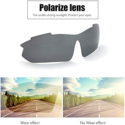 Polarized Interchangeable Motorcycle Sunglasses Unbreakable UV400 Rider Glasses TR90 with 5 Interchangeable Lenses for Men Women Running Golf Fishing Hiking Baseball - Image 9