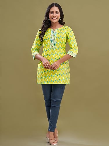 Image of feranoid Women Cotton Printed Short Kurti | Short Kurti for Women | Printed Cotton Kurti
