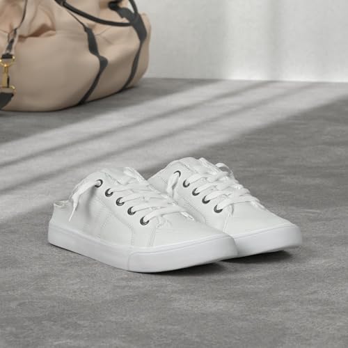 Image of Obtaom Women Canvas Mules Memory Foam Clipper Fashion Sneakers Comfortable Slip-On Mule Backless Holiday Shoes