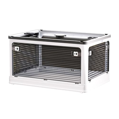 WARABI KK 収納ボックス 折り畳み 収納ケース 折りたたみ 収納箱 1個入 5面開き キャスター付き 蓋付き 積み重ね 収納ボックス 組立簡単 家庭用 屋外 収納コンテナ 防塵 防カビ 防湿 多機能 3L|73*49*40cm ホワイト