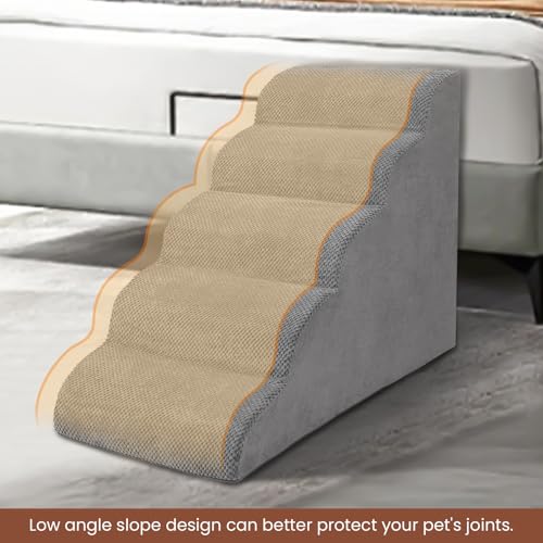 Dog Stairs for Small Dogs, High Density Foam Dog Steps, Extra Wide Non-Slip Pet Ramp for High Beds Or Couch, Soft Doggie Ladder for Dogs Injured, Older Pets, Small Cats - Image 5