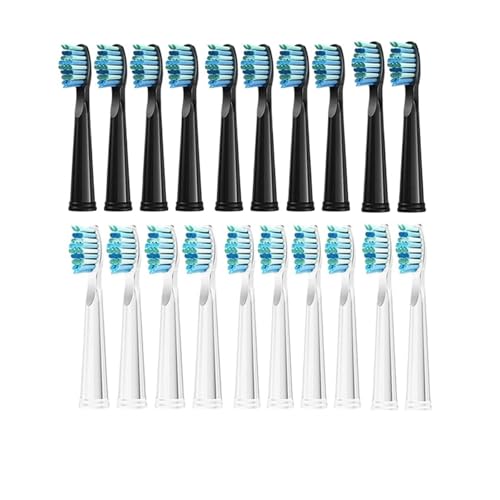 20 Pcs Replaceable Brush Heads Bristle Refill, Compatible For Electric Toothbrush FW/SG 507/508/515/551/917/959(10 Black 10 Whit