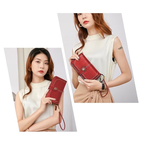 Wallets for Women Leather Large Capacity Credit Card Holder Bifold RFID Blocking for Women with Pocket ID Window2