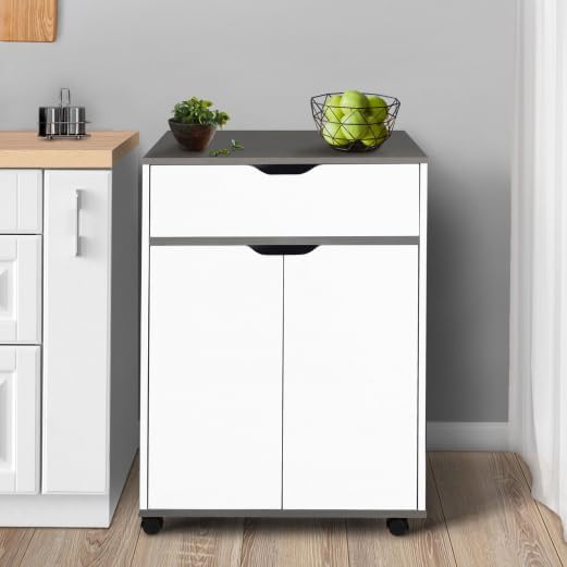 Dessertes De Jardin Desserte Cuisine COSI IDMarket - Bois Hêtre Et Portes Noires - 76cm - 4 Roulettes Desserte Rangement Mobile 76cm Bois Hêtre Portes Noires