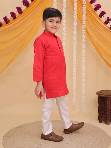 Image of AJ DEZINES Boys Cotton Full Sleeve Printed Kurta Pajama Set for Kids - Ethnic wear | Special Occasion & Traditional Outfit |Boys Kurta Pyjama Set - Regular Fit