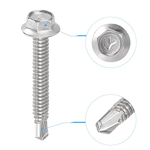 Tornillos autoperforantes hexagonales #12 x 1 1/2 pulg 50 pcs miniatura 4