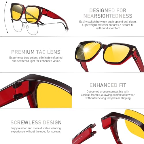 Image of HAOLOTA Night Vision Driving Glasses Fit Over Glasses