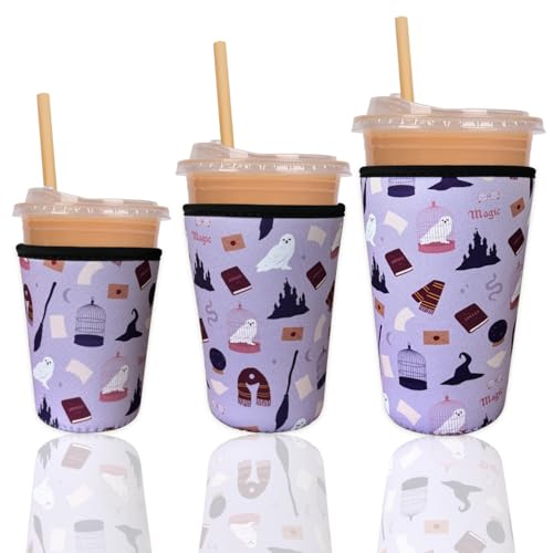 Image of Reusable Insulated Neoprene Iced Coffee Cup Sleeve, Durable Drink Sleeve for Cold Beverages, Beverage Holder for Iced Coffee (Magic Sip)