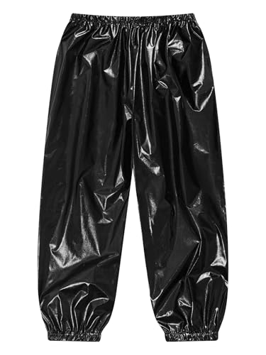 Kids Boys Girls Metallic Pants Holographic Loose Hip Hop Jazz Dance Trousers Athletic Sweatpants4