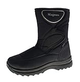  Magnus Herren Winter Stiefel warm gefüttert Schuhe Kat-TEX Outdoor Boots Klettverschluss Schwarz Gr. 42